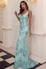 Load image into Gallery viewer, Blue Sequin Long Prom Dress