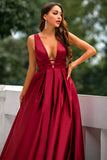 Burgundy Satin Prom Dress