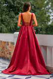 Burgundy Satin Prom Dress