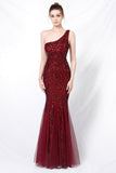 Mermaid One Shoulder Formal Dress with Appliques