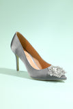 Grey Rhinestone Party Shoes