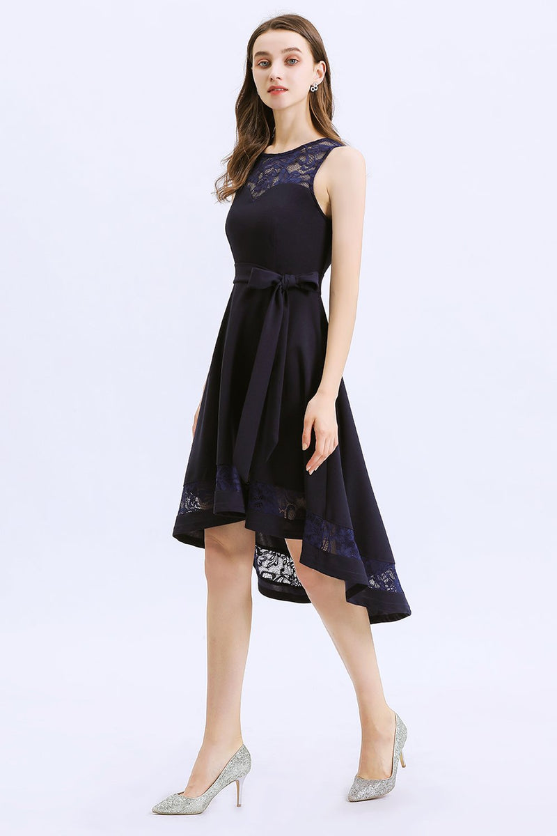 Load image into Gallery viewer, Asymmetrical Navy Dress