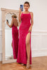 Load image into Gallery viewer, Hot Pink Spaghetti Straps Sequin Formal Dress