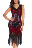 Red Glitter Fringe 1920s Flapper Dress