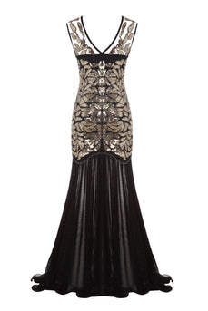 Black 1920s Flapper Glitter Dresses