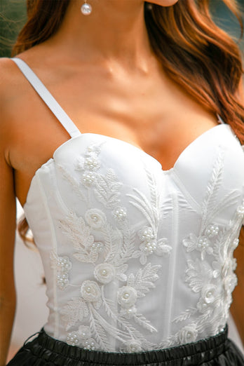 White Beaded Embroidery Shapewear Top