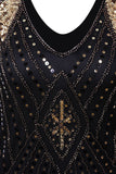 Black and Gold Flapper 1920s Sequins Dress