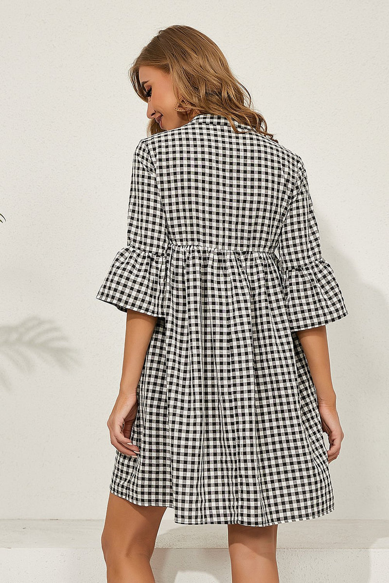 Load image into Gallery viewer, Plaid Short Summer Dress