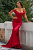 Load image into Gallery viewer, Red Off Shoulder Prom Dress