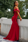 Red Off Shoulder Prom Dress