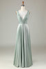 Load image into Gallery viewer, A Line V-Neck Matcha Long Bridesmaid Dress with Beading