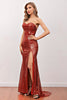 Load image into Gallery viewer, Red Sequin Mermaid Long Formal Dress