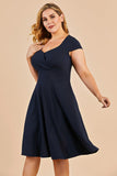 Navy Plus Size Vintage Swing Dress