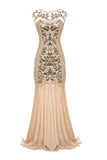 Champagne 1920s Flapper Glitter Dresses