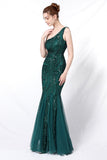 Mermaid One Shoulder Formal Dress with Appliques