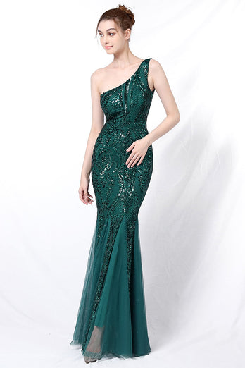 Mermaid One Shoulder Formal Dress with Appliques