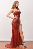 Red Sequin Mermaid Long Formal Dress