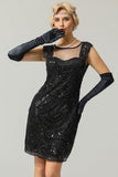 Black 1920s Sequined Flapper Dress