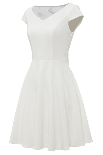 A-line White Lace Vintage Dress