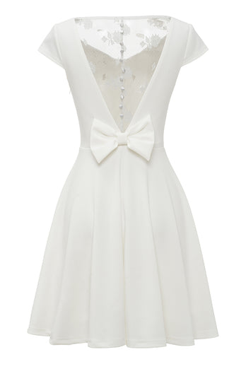 A-line White Lace Vintage Dress