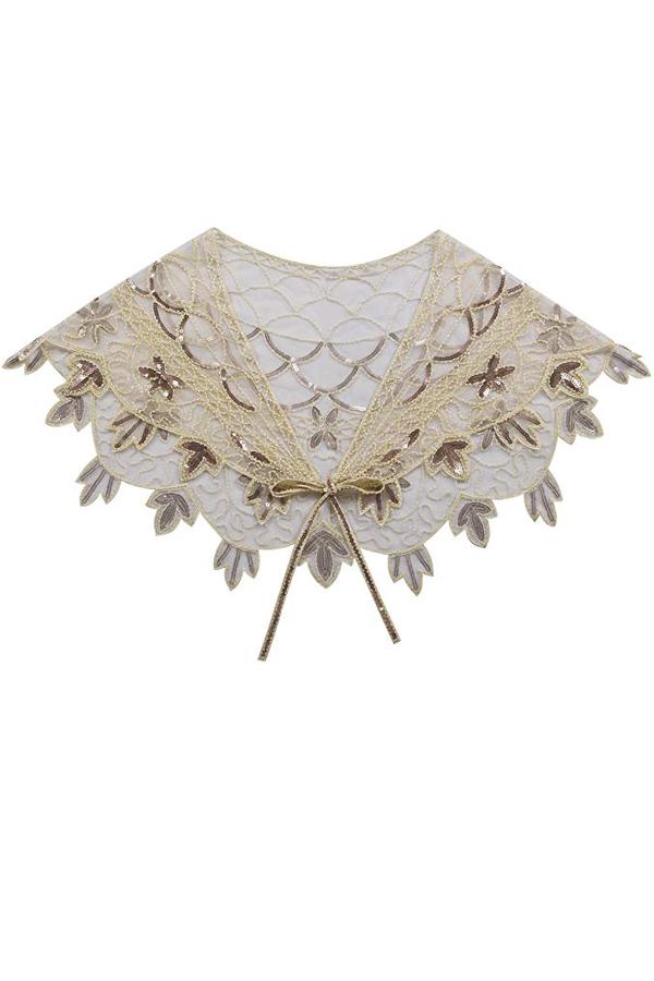 Load image into Gallery viewer, 1920s Ivory Flower Sequin Women Cape