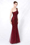 Mermaid One Shoulder Formal Dress with Appliques