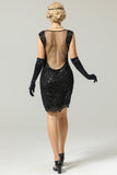 Black 1920s Sequined Flapper Dress