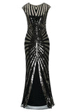 Black Mermaid 1920s Sequined Flapper Dress