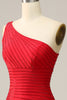 Load image into Gallery viewer, Mermaid One Shoulder Red Long Formal Dress with Beading