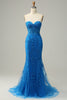 Load image into Gallery viewer, Mermaid Sweetheart Royal Blue Long Formal Dress with Criss Cross Back