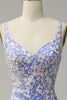 Load image into Gallery viewer, Mermaid V Neck Light Blue Long Formal Dress with Appliques Beading