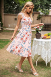 Pink Round Neck Printed Summer Dress