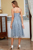 Load image into Gallery viewer, Blue Spaghetti Straps Lace Party Dress