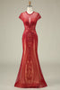 Load image into Gallery viewer, Gorgeous Mermaid Jewel Neck Burgundy Formal Dress with Beading