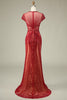 Load image into Gallery viewer, Gorgeous Mermaid Jewel Neck Burgundy Formal Dress with Beading