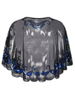 1920s Blue Glitter Sequins Cape