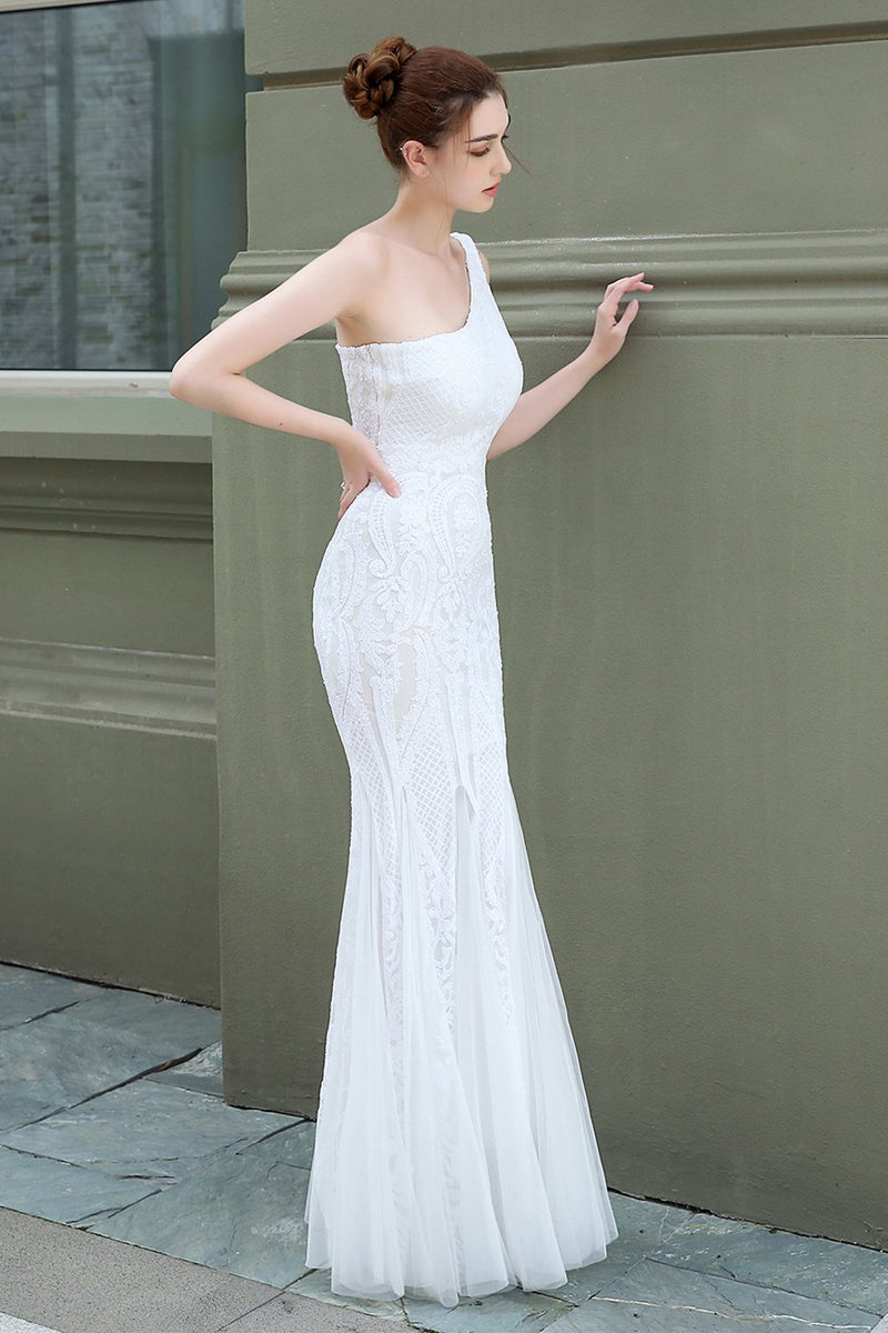 Load image into Gallery viewer, Mermaid One Shoulder Formal Dress with Appliques