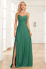 Load image into Gallery viewer, A Line Spaghetti Straps Dark Green Long Bridesmaid Dress