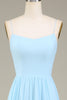 Load image into Gallery viewer, A-Line Spaghetti Straps Sky Blue Chiffon Long Bridesmaid Dress