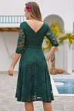 Dark Green 3/4 Sleeves Formal Dress