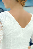 White 3/4 Sleeves Formal Dress