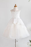 White Flower Girl Dress with Lace