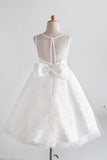 White Flower Girl Dress with Lace