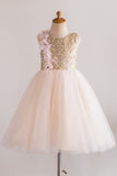 Champagne Sequins Flower Girl Dress