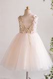 Champagne Sequins Flower Girl Dress