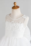 White Flower Girl Dress with Bow