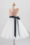 White Flower Girl Dress with Sequins