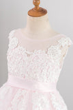 Light Pink Flower Girl Dress with Appliques