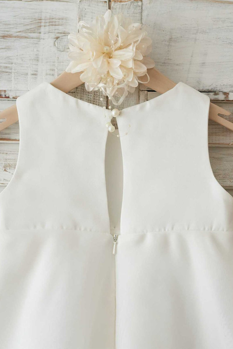 Load image into Gallery viewer, Jewel White Flower Girl Dress with Bowknot