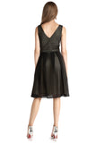 A Line V Neck Black Holiday Dress